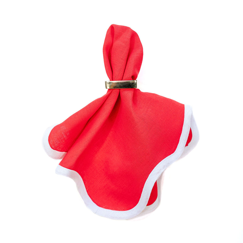 Linen Scalloped Square | Rosebud Red