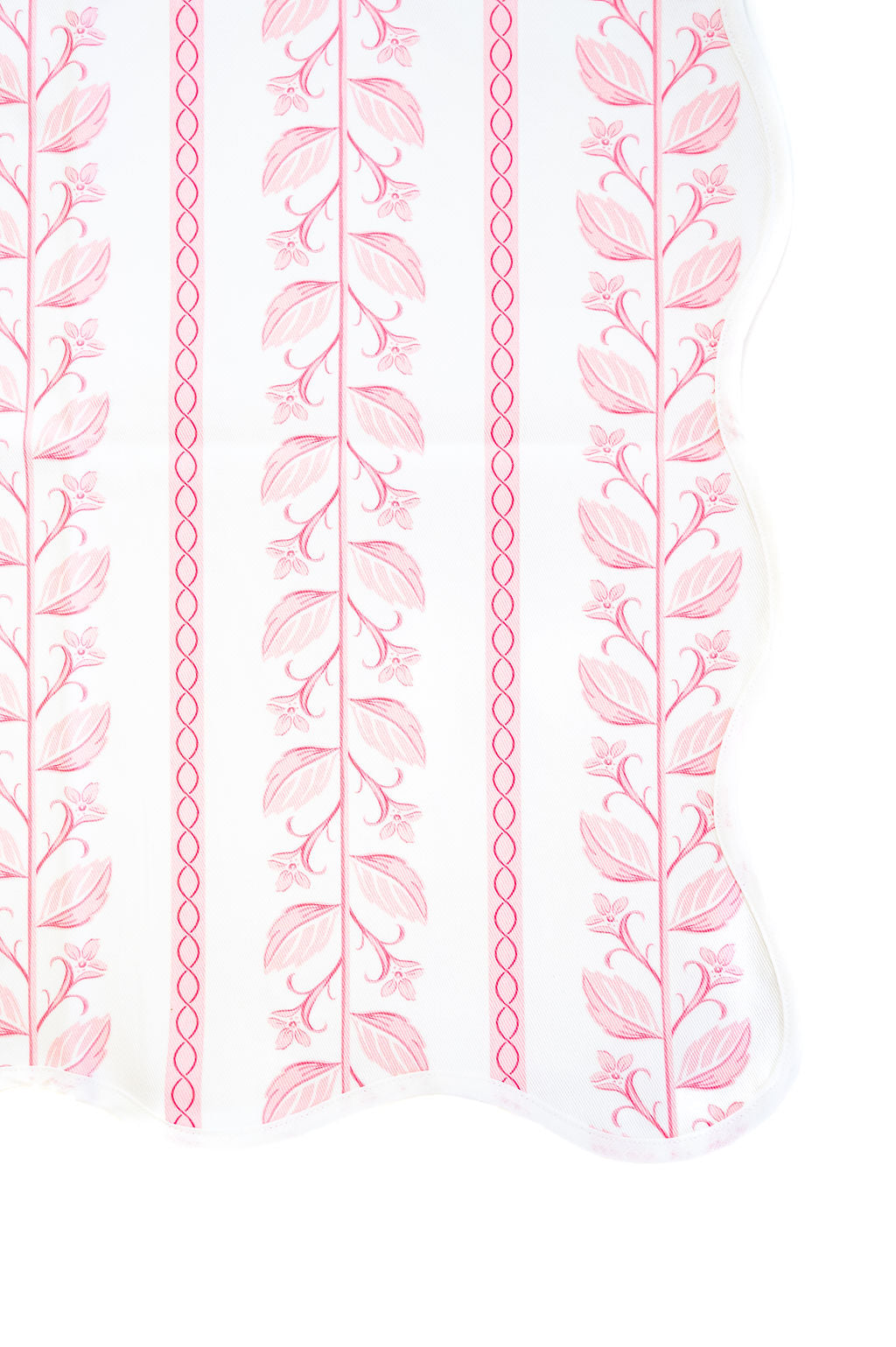 Scalloped Square Game Table Topper | Pink Botanical Stripe