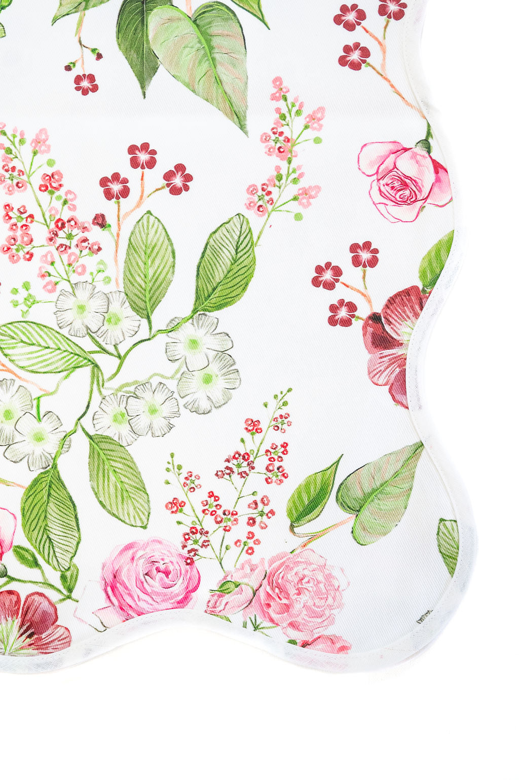 Scalloped Square Table Topper | Floral Chintz