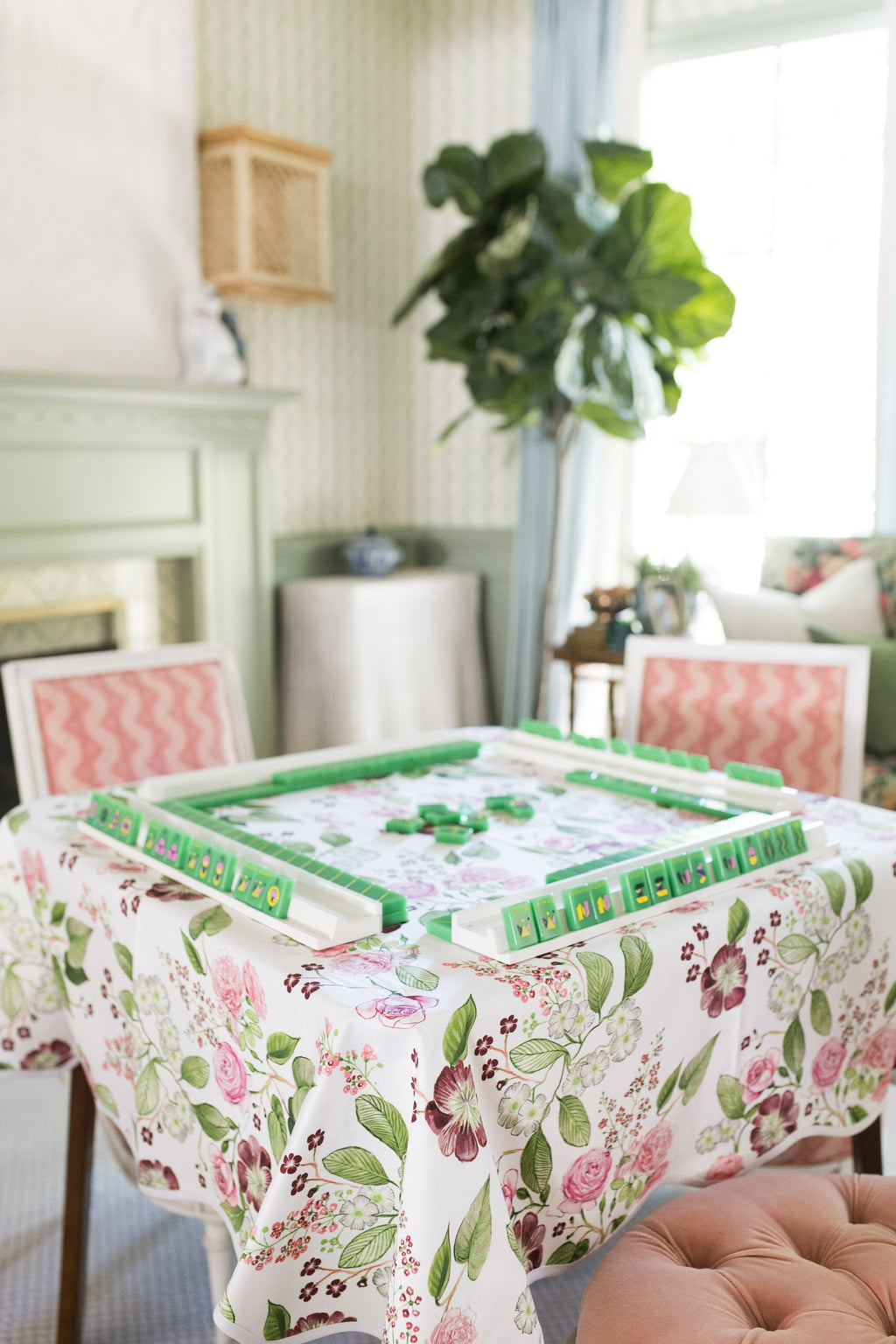 Scalloped Square Table Topper | Floral Chintz