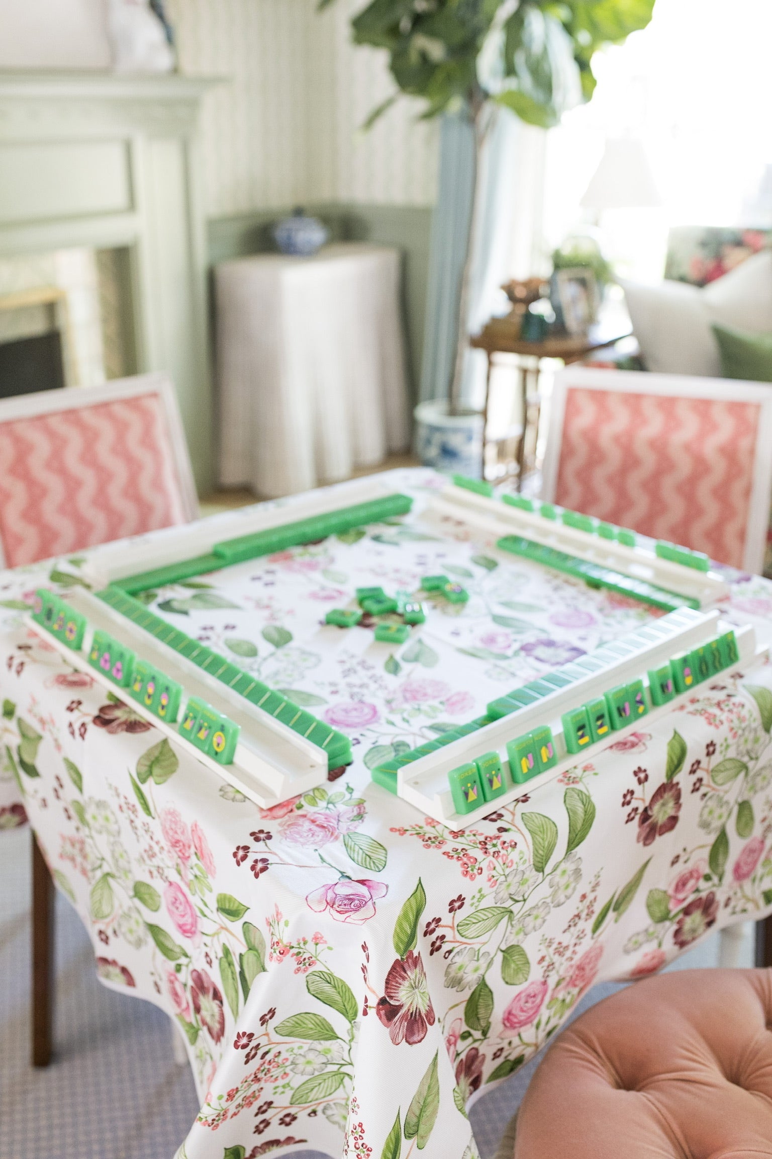 Scalloped Square Table Topper | Floral Chintz – Frances Fields Home