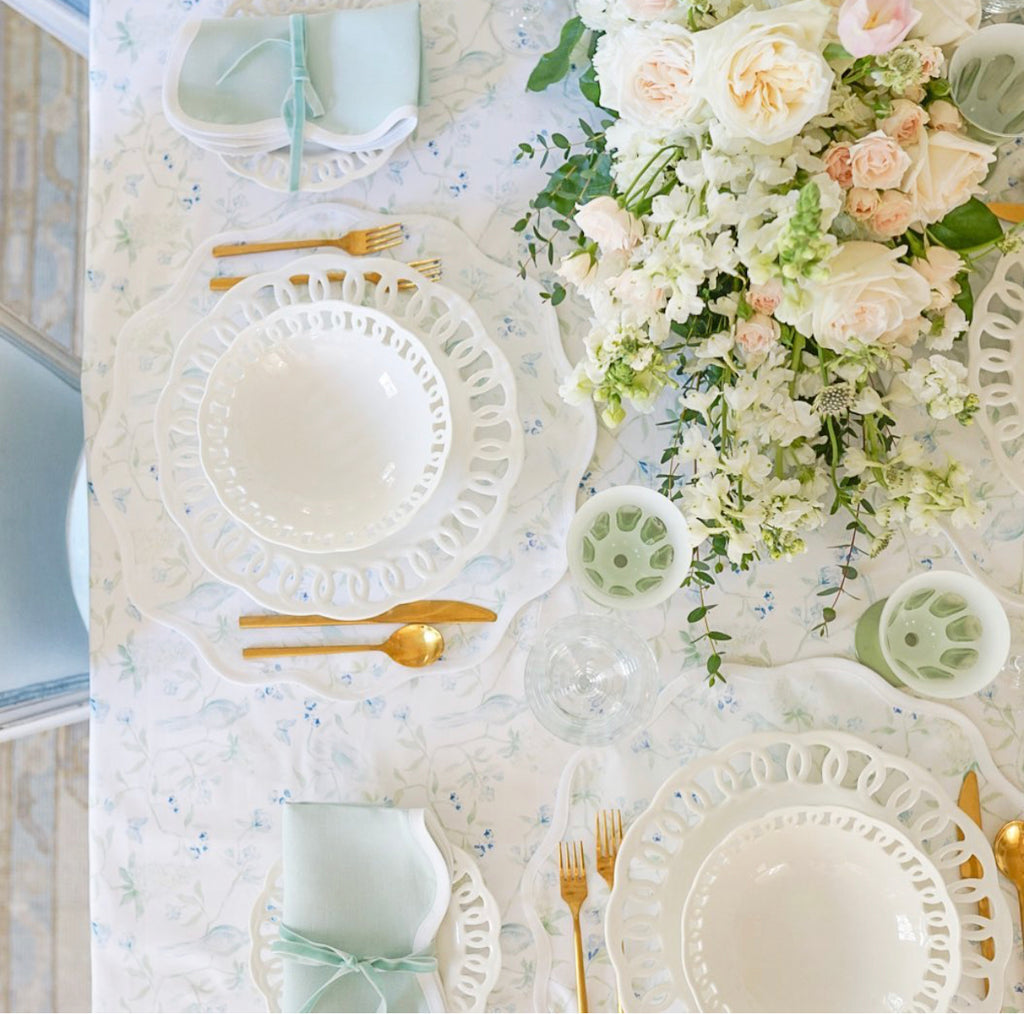 Linen Scalloped Square | Sage Green