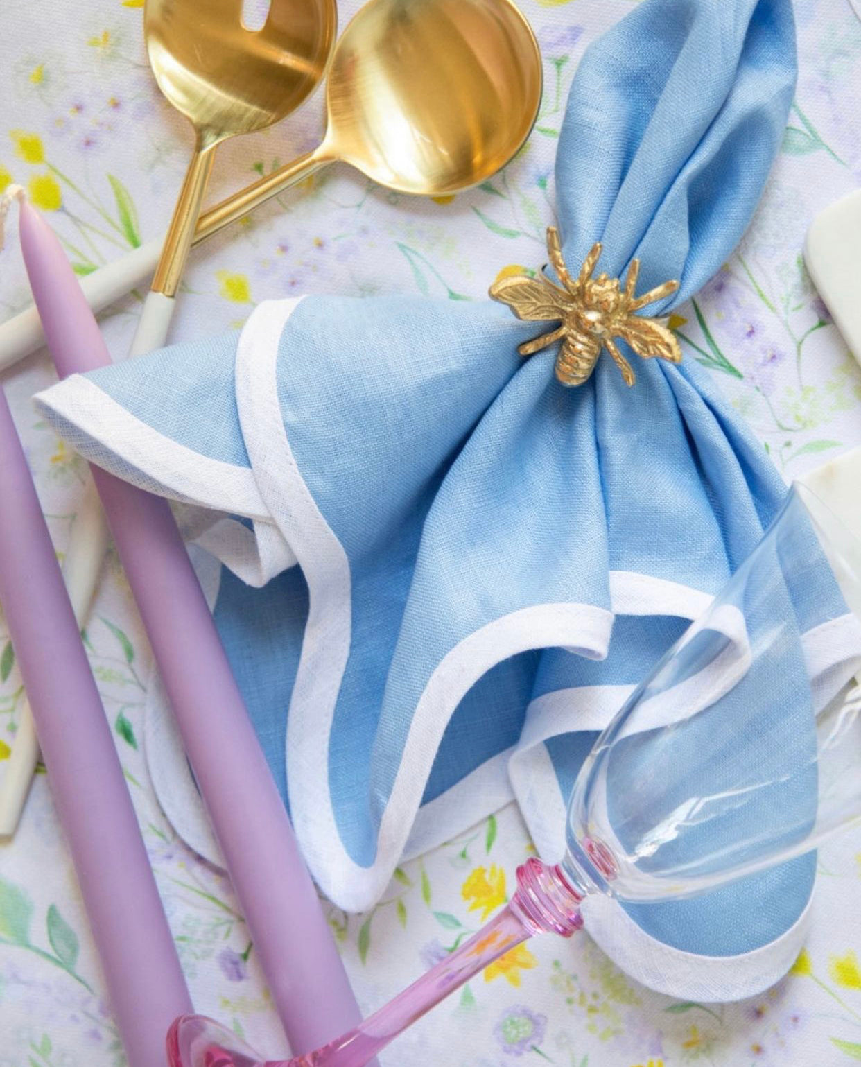 Linen Scalloped Square | Cornflower Blue