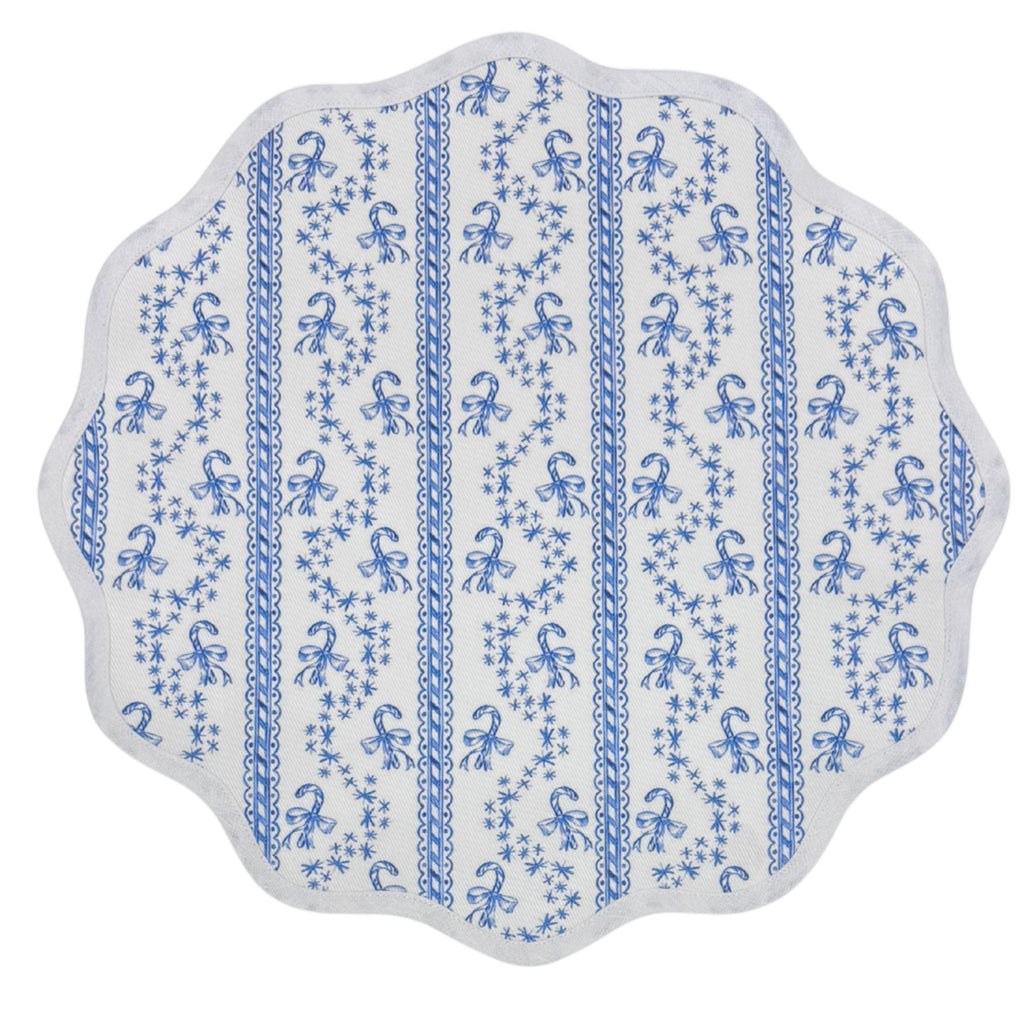 Round Scalloped Placemat | Winter Toile