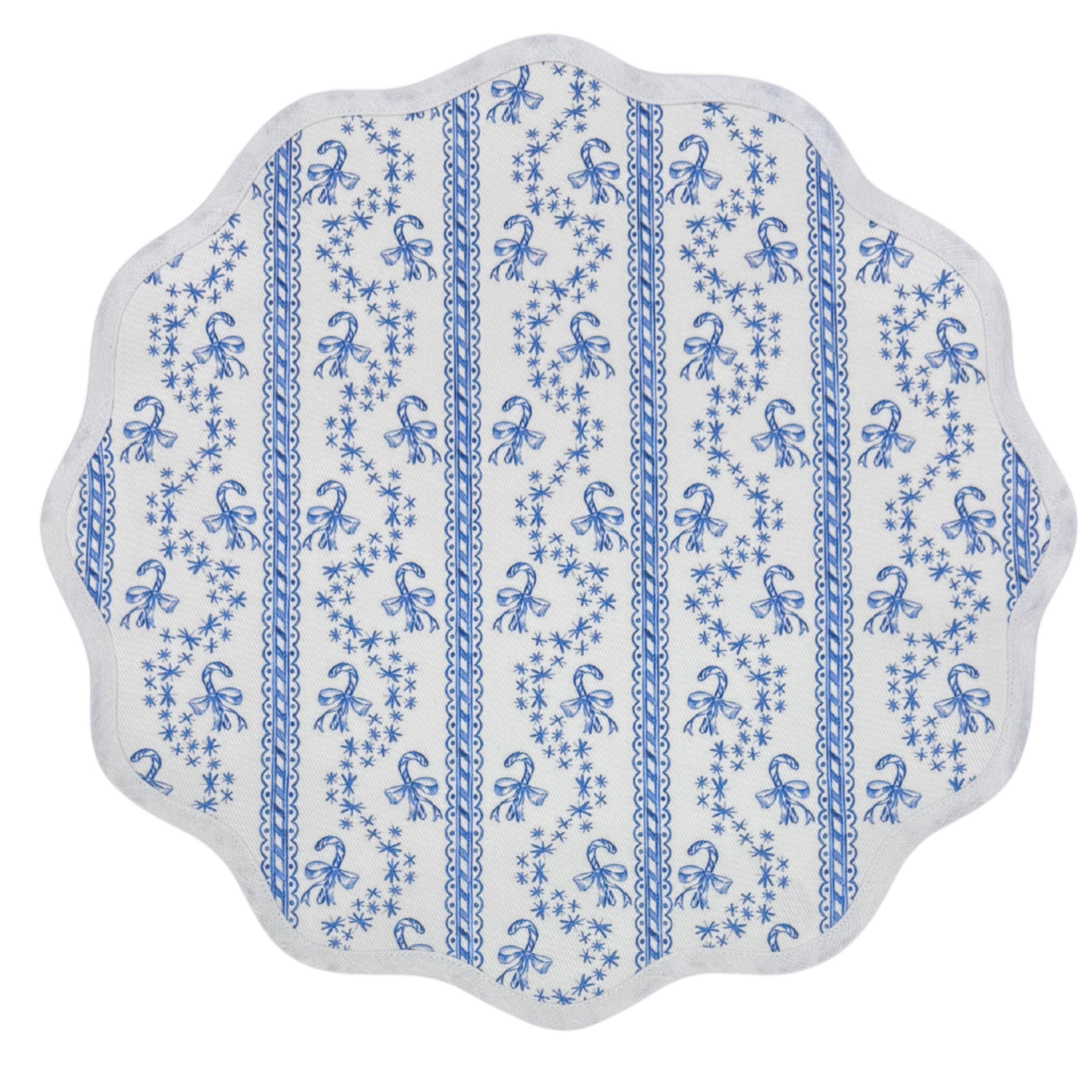Round Scalloped Placemat | Winter Toile
