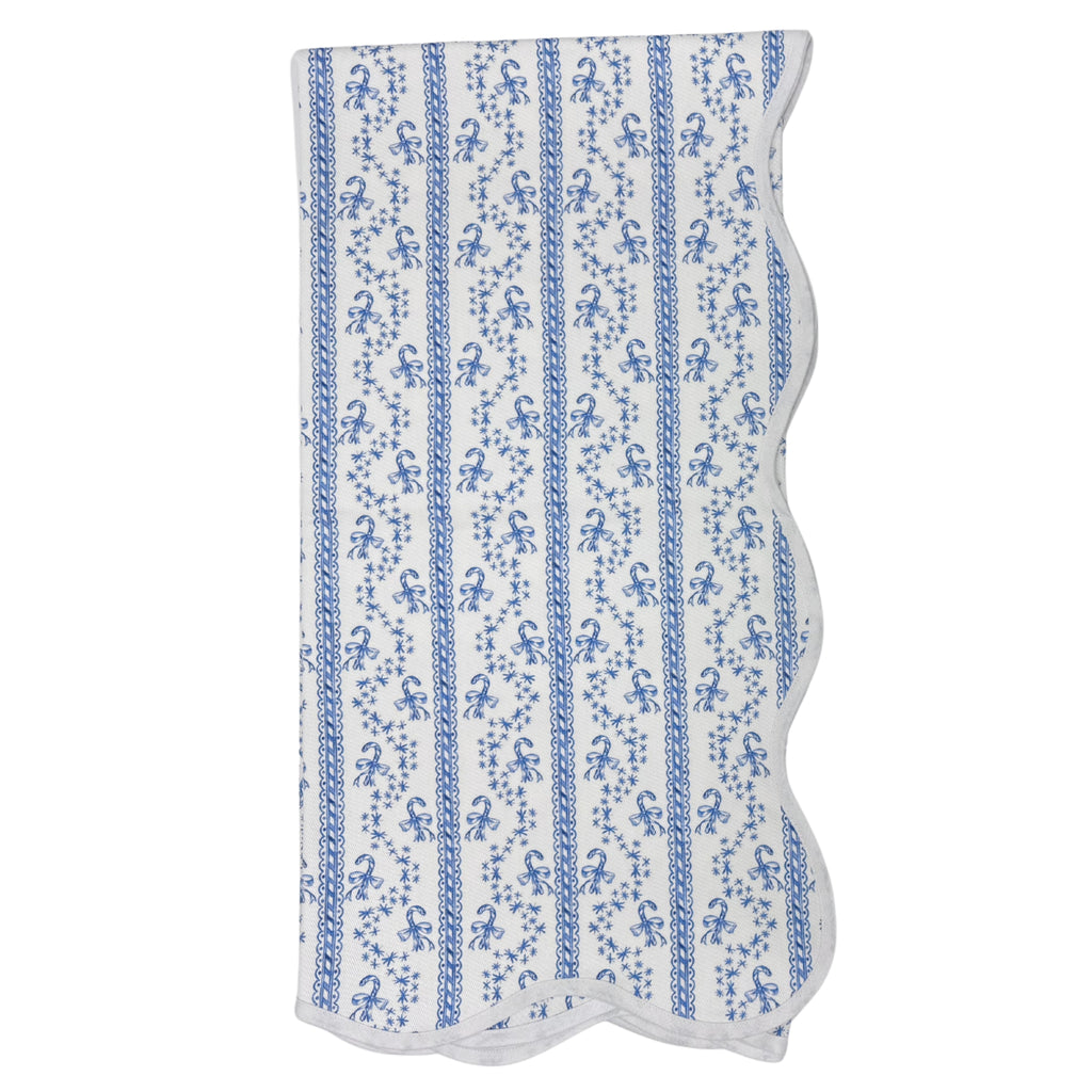 Scalloped Square Game Table Topper | Winter Toile