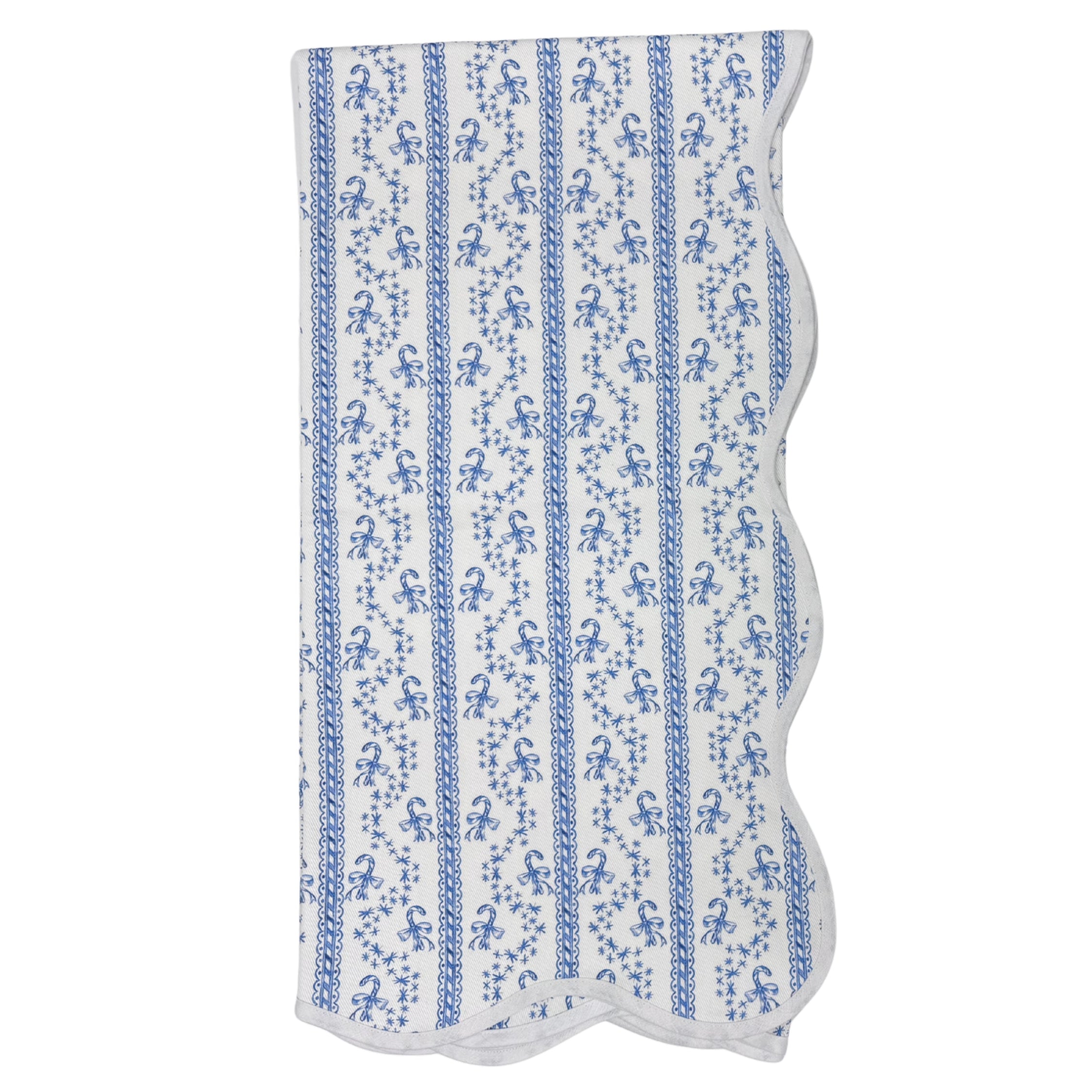 Scalloped Square Game Table Topper | Winter Toile