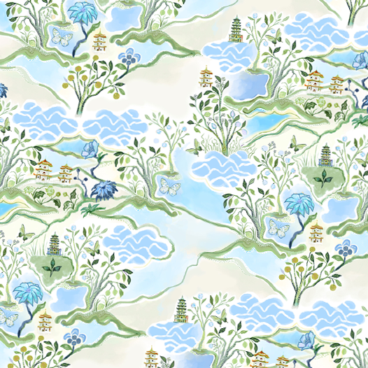 Square Scalloped Placemat | Blue Pagoda