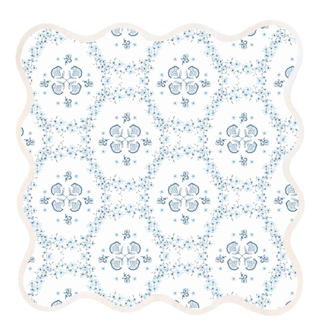 Square Scalloped Placemat | Floral Trellis