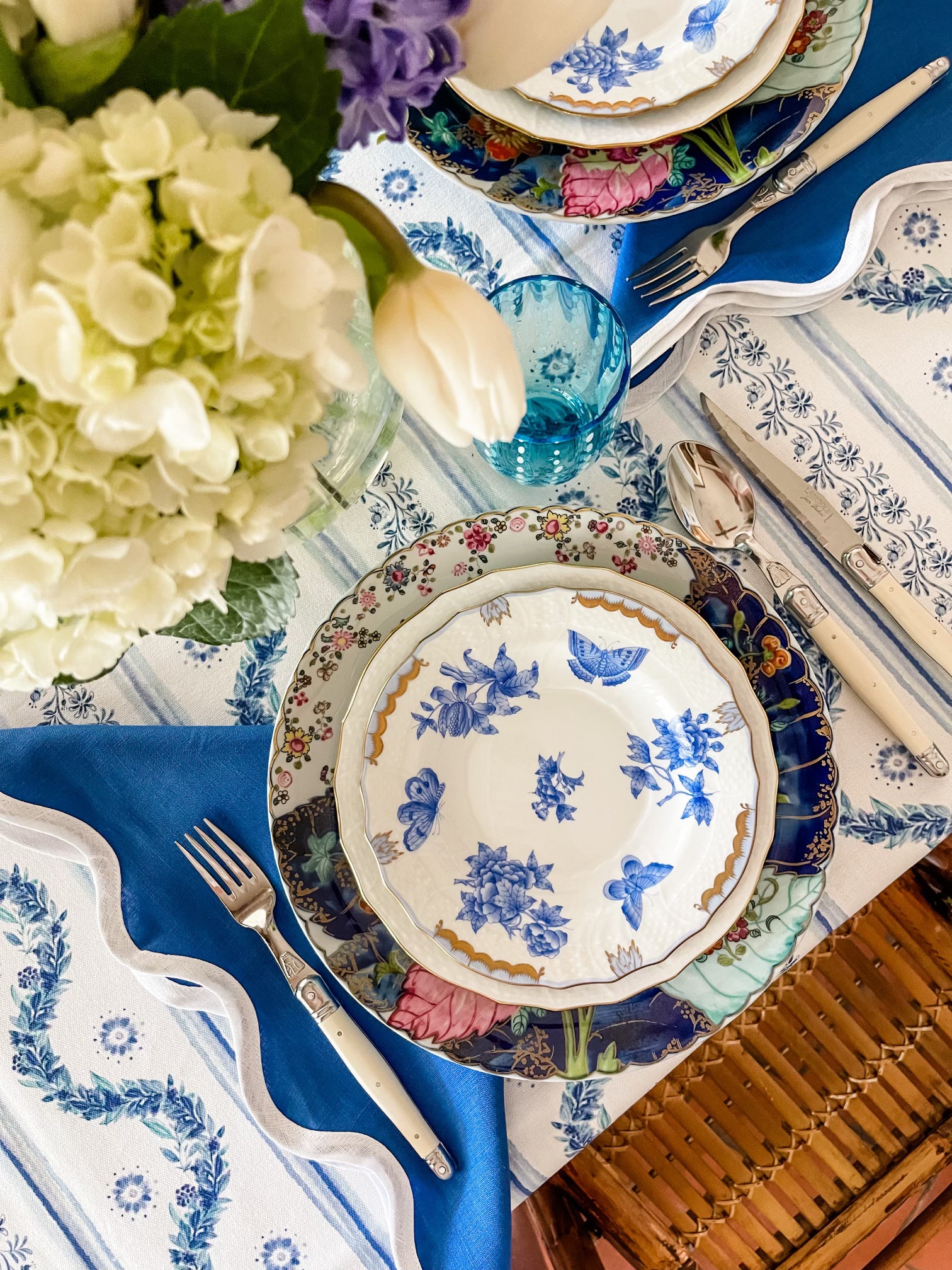 Linen Scalloped Square | French Blue