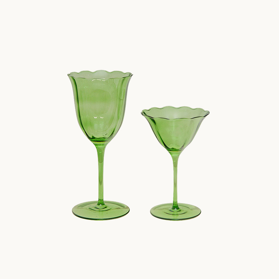Lily green handblown water glass (set of 4)