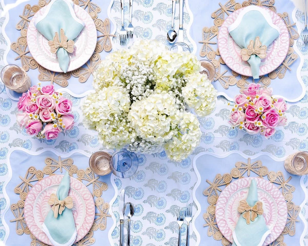 Linen Scalloped Square | Cornflower Blue