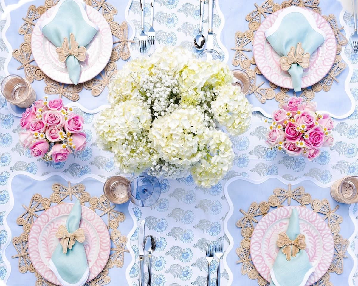 Linen Scalloped Square | Cornflower Blue