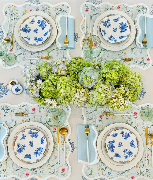 Linen Scalloped Square | Sky Blue