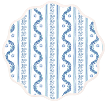 Load image into Gallery viewer, Round Scalloped Placemat | Boxwood Garden - Delft Blue
