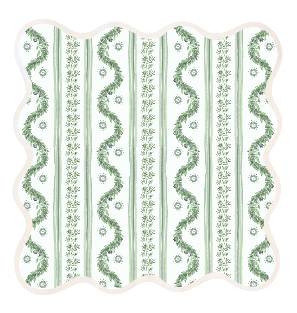Square Scalloped Placemat | Boxwood Garden - Sage