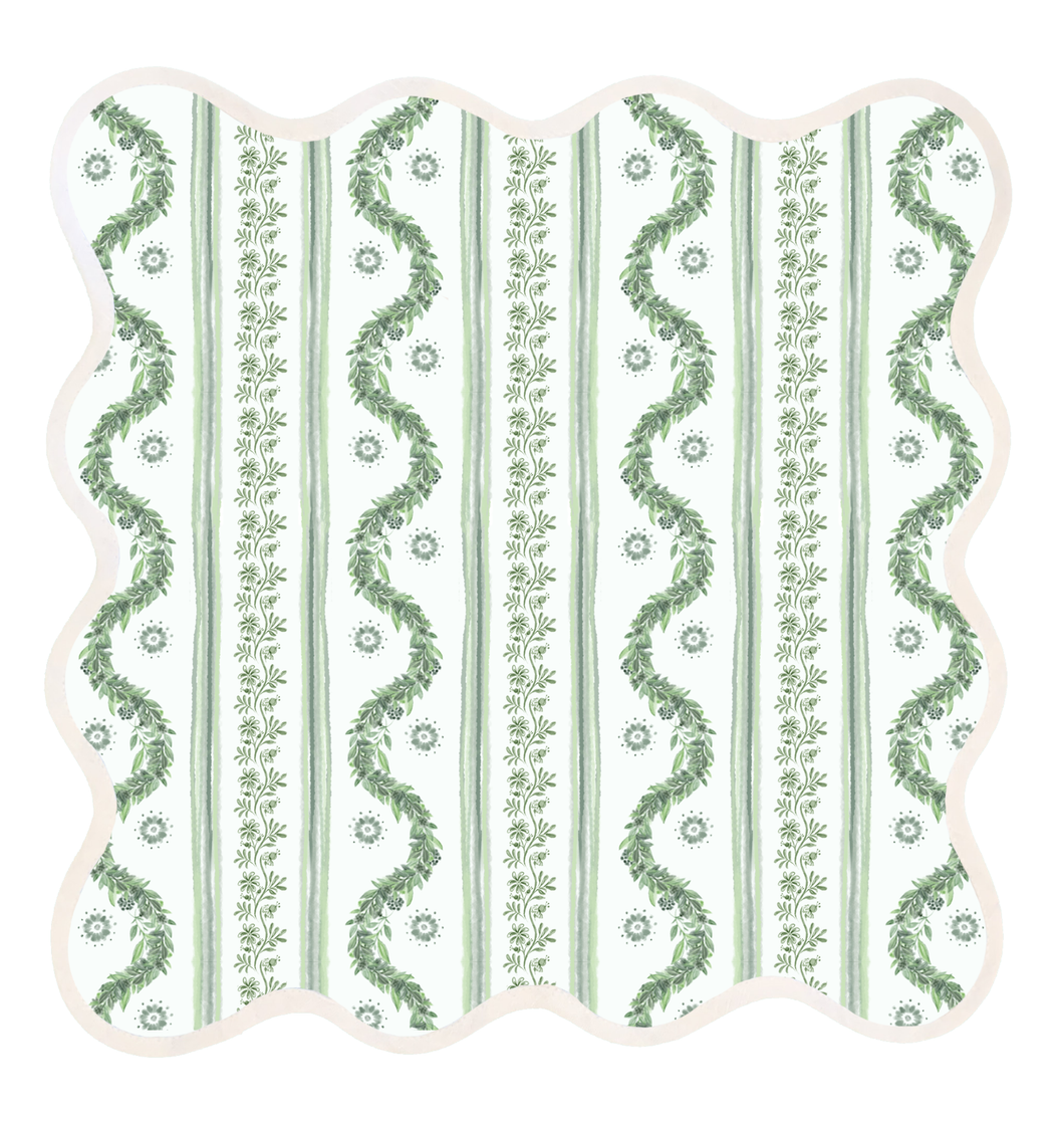 Square Scalloped Placemat | Boxwood Garden - Sage