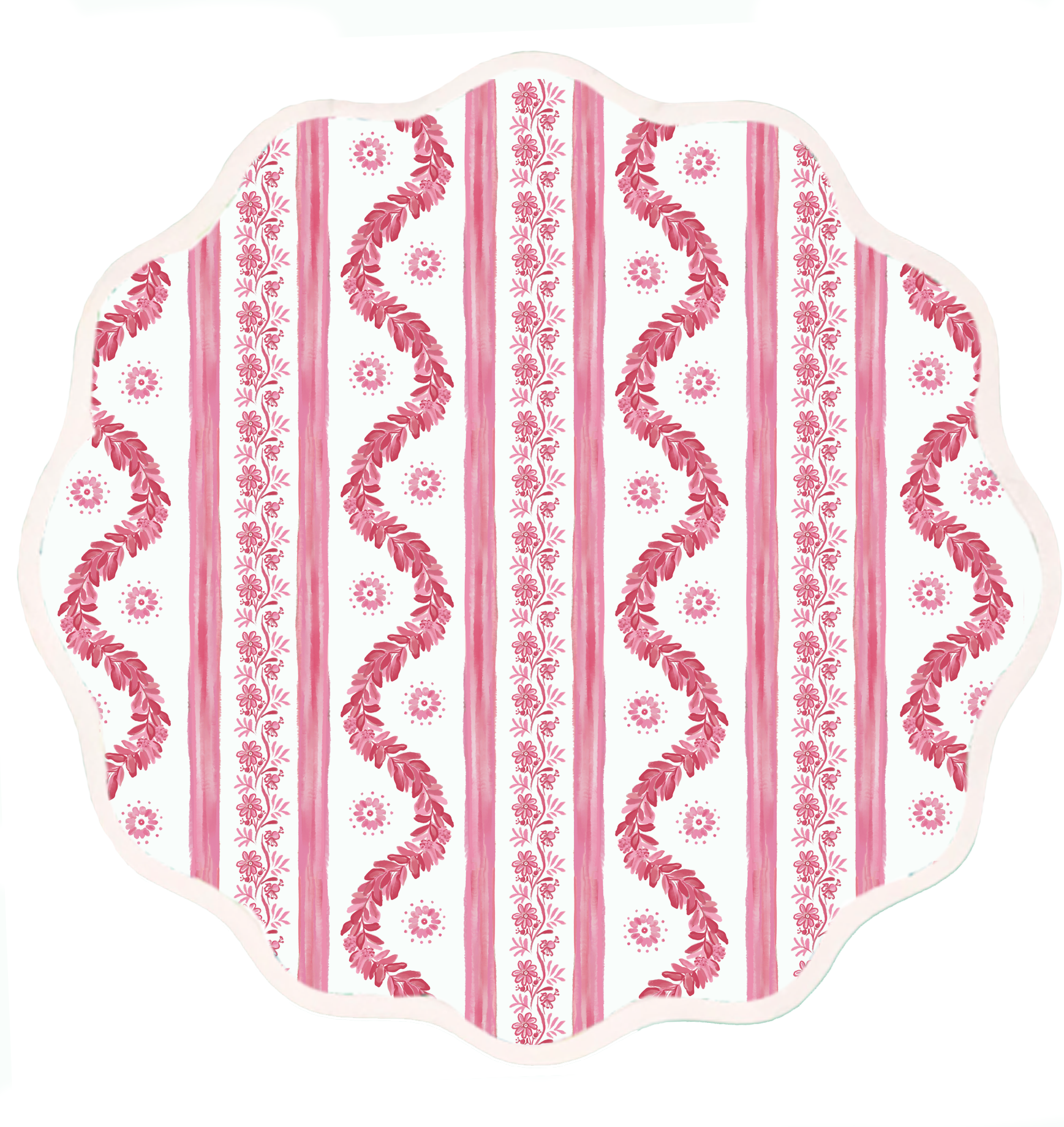 Round Scalloped Placemat | Boxwood Garden-Rose