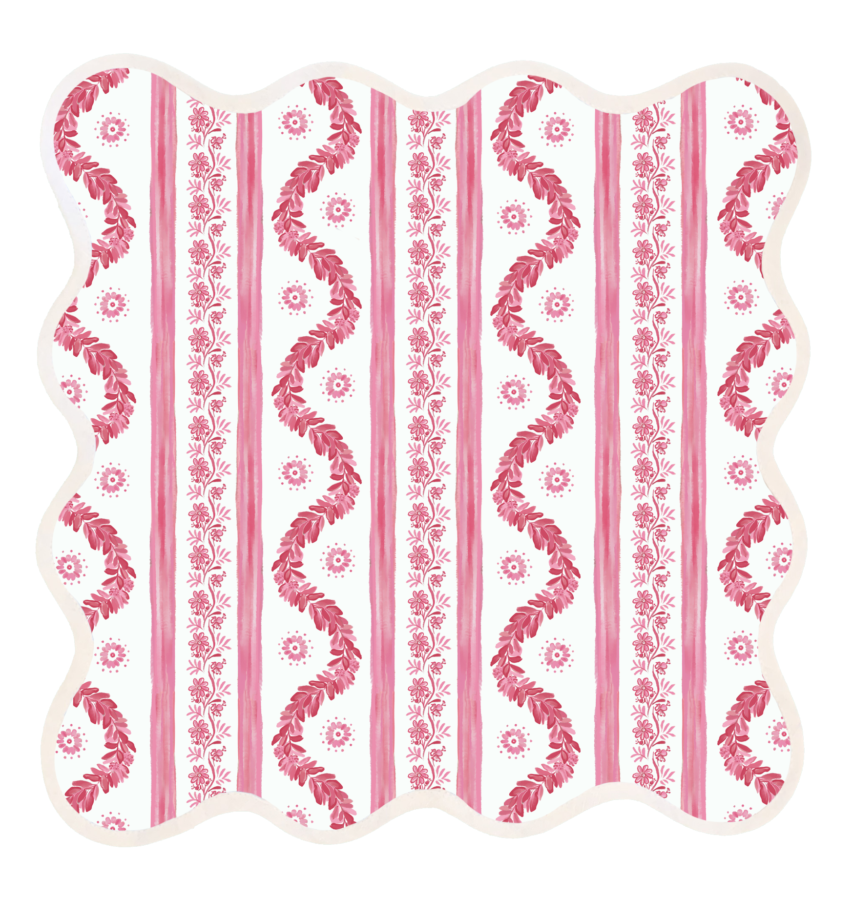 Square Scalloped Placemat | Boxwood Garden - Rose