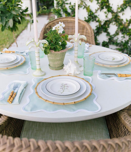 Linen Scalloped Square | Sage Green