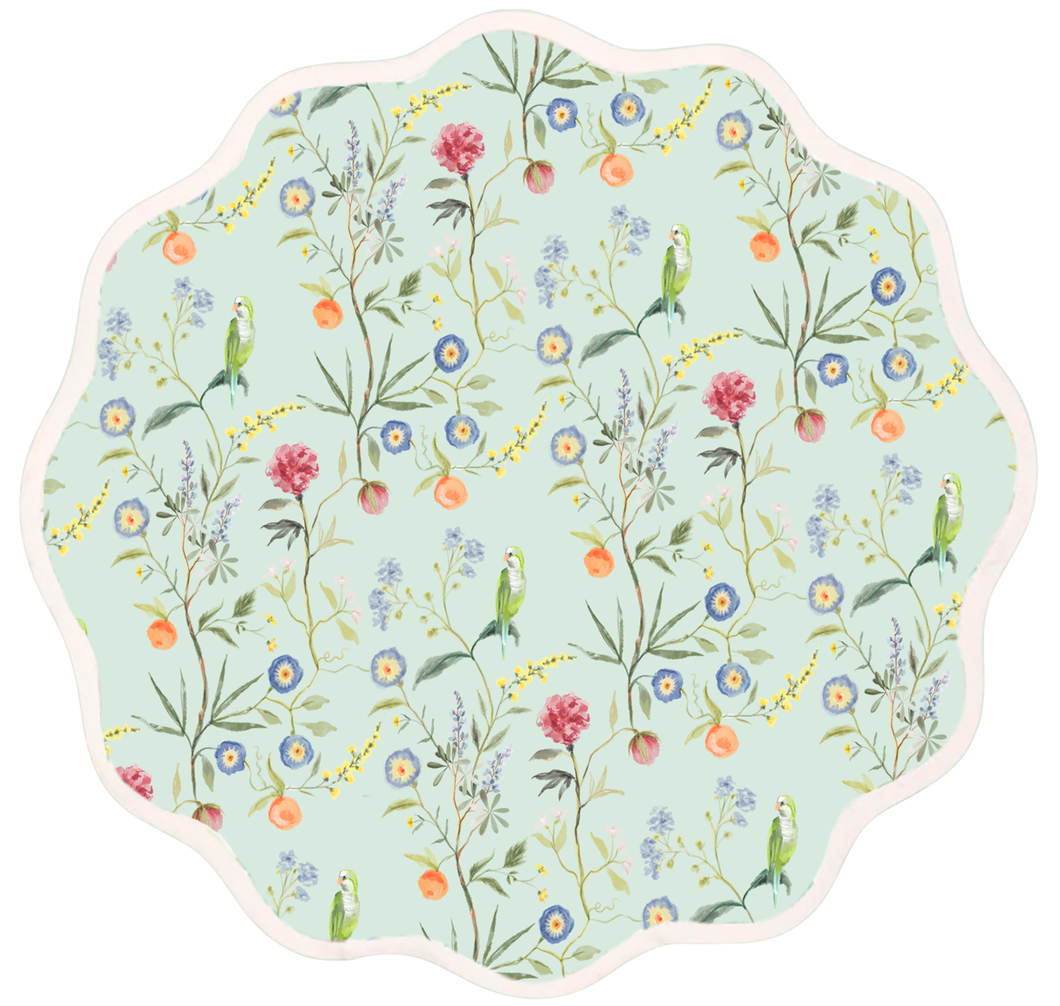 Round Scalloped Placemat | Jardin de Fleurs - Sage