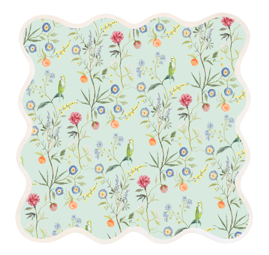 Square Scalloped Placemat | Jardin de Fleurs - Sage