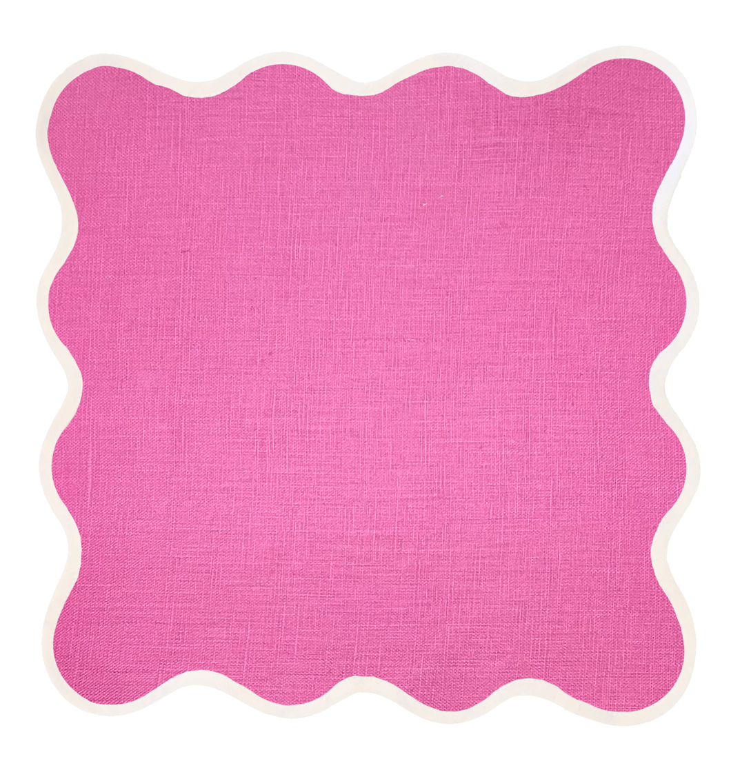 Linen Scalloped Square | Azalea Pink