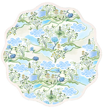 Load image into Gallery viewer, Round Scalloped Placemat | Blue Pagoda
