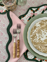 Load image into Gallery viewer, Round Scalloped Placemat | Holiday Wreath - Peony Pink
